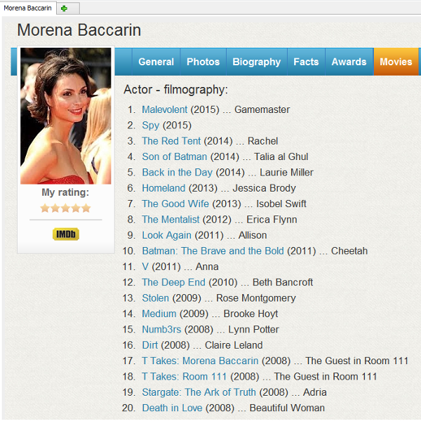 Filmography of the actress