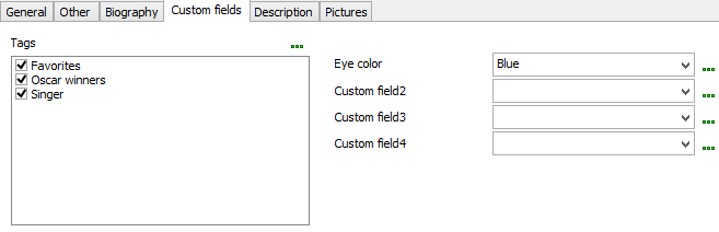 Custom fields tab
