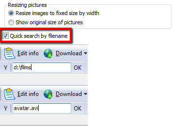 Quick search by filename and folder name